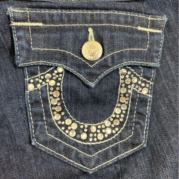 True Religion Becky Rhinestone Flap Pocket Jeans Style# WS2564C47 - Picture 10 of 16